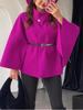 Belt Poncho Capes Women Black Cloaks Winter Coats Woman Bat Sleeve Cape Coats Fashion Women's Cape Jacket