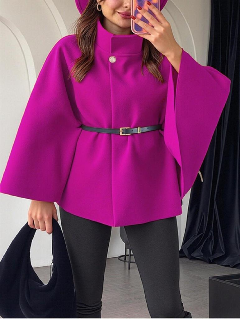 Belt Poncho Capes Women Black Cloaks Winter Coats Woman Bat Sleeve Cape Coats Fashion Women's Cape Jacket