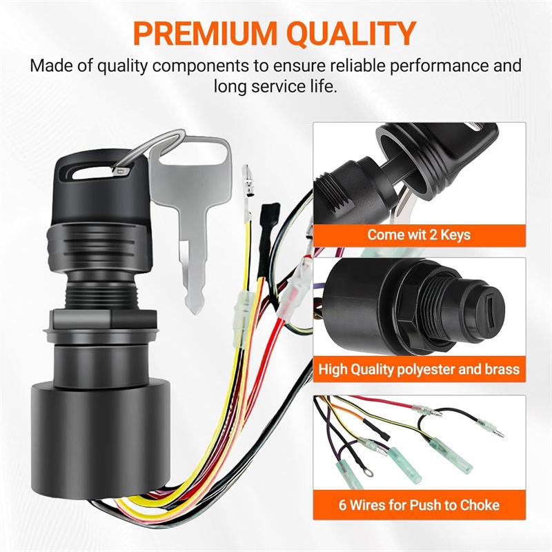 Boat Ignition Key Switch Fittings For Mercury Outboard Motors 3 Pos 87-17009A5 Engine Ignition Key Switch Replacement Boat Parts