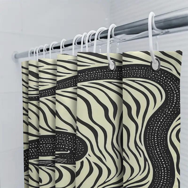 Black White Snake Print Shower Curtain Bathroom Decoration