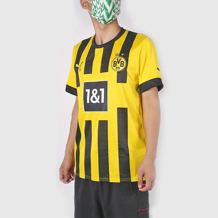 Puma SS22 Striped Sports Match Short Sleeve Soccer Jersey Men Soccer Jersey Yellow 765883-01