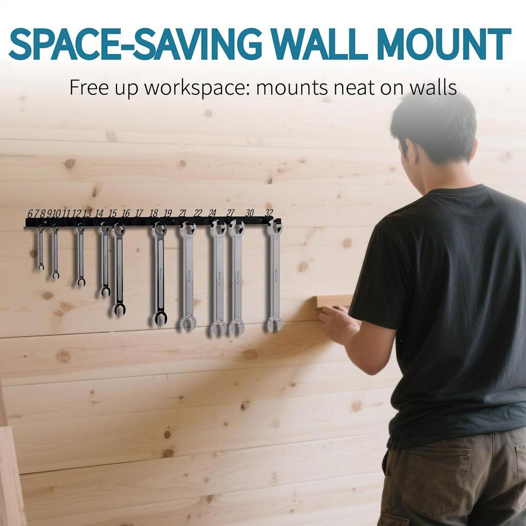 Wandmontierter Schraubenschlüssel-Organizer Einfach zu installieren Eingangsbereich Multifunktionaler Haushalts-Schlüsselhaken Schraubenschlüsselhalter mit Nummer