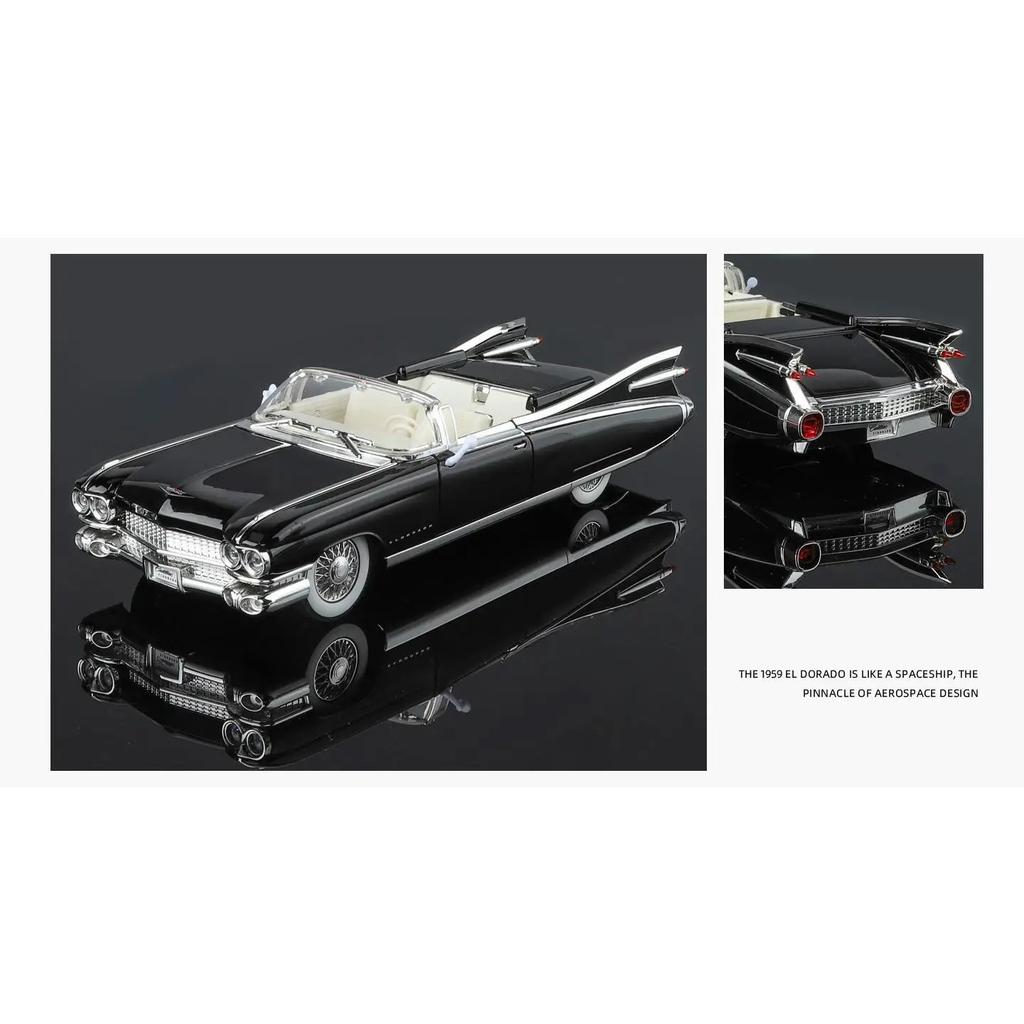 1/24 Cadillac Eldorado Vintage Retro Spielzeug für Kinder Diecast Metall Miniaturmodell Rückzugsantrieb Sound & Licht Sammlung Geschenk Jungen