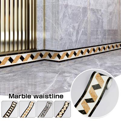 500*10cm Marble Pattern Waistline Self-Adhesive Skirting Line 3D Embossed Wall Stickers Baseboard Wall Border Corner Stickers