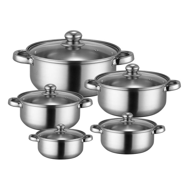 Gold Stainless Steel 10-Piece Cookware Set: Multi-Purpose Stockpot & Saucepan Gift Set