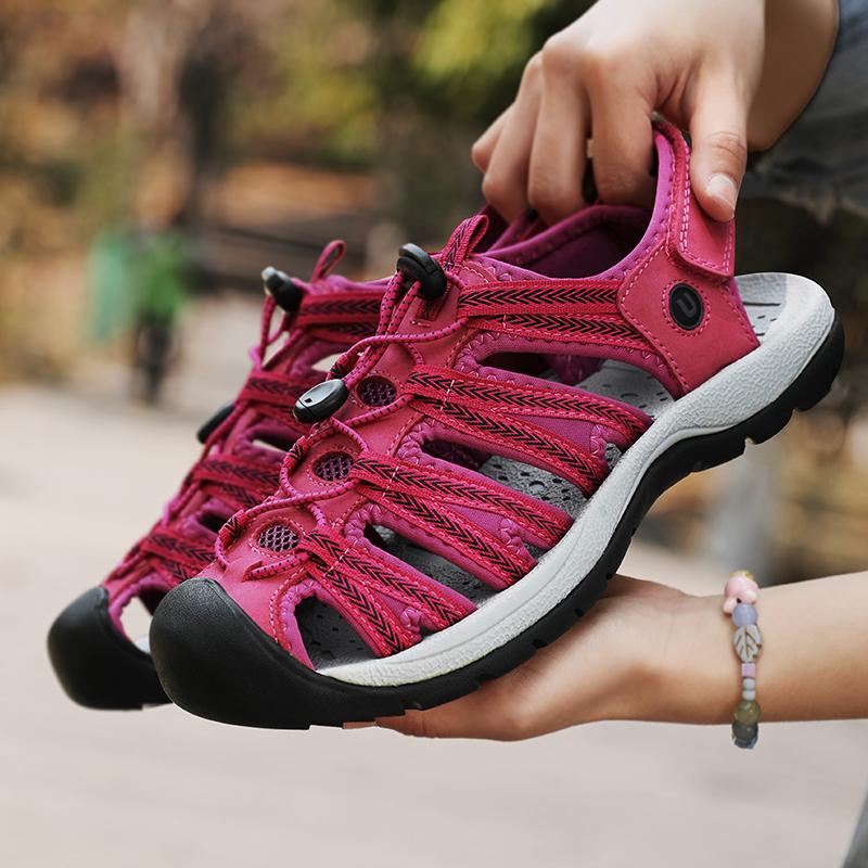 Sandalias de Cuero Genuino para Mujer de Verano Sandalias Cómodas 2026 Nuevas Zapatillas de Diseñador Ligeras para Exteriores Sandalias de Playa para Mujer