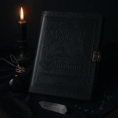 Livre des Ombres Journal en Cuir Pentacle Wiccan Noir