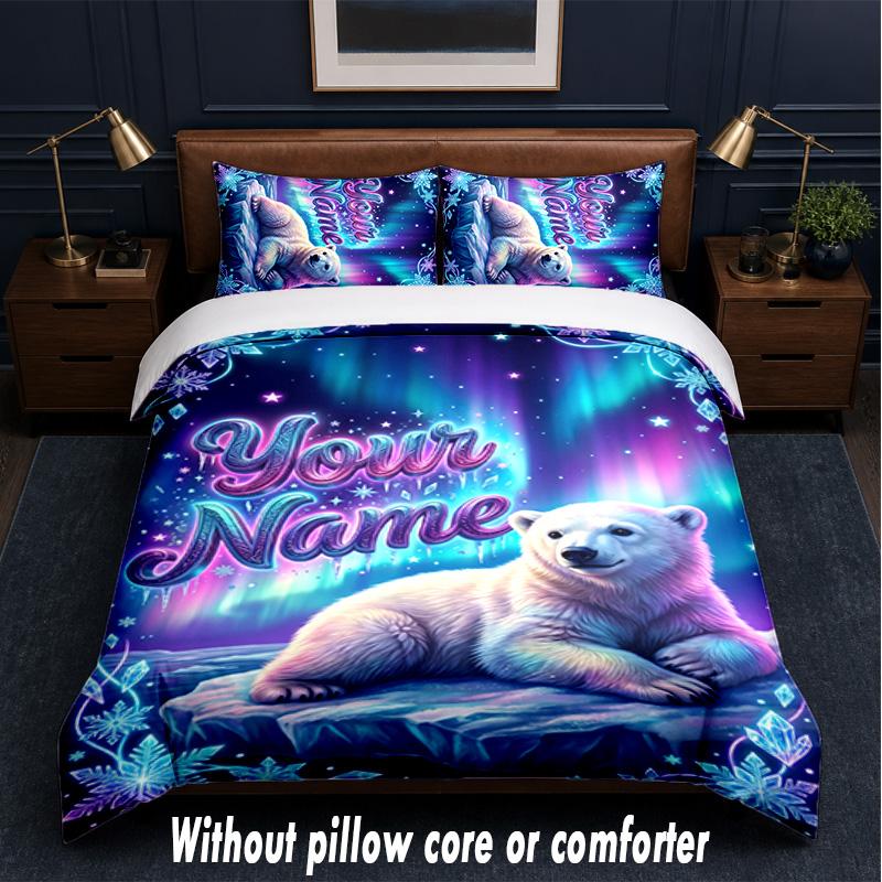 Teddy Bear Theme Custom Text Or Name 3Pcs Bedding Set,1 Flat Sheet & 2 Pillowcases Personalized Home Bedding