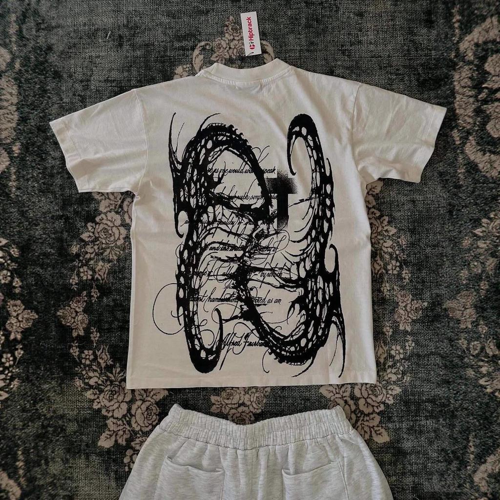 Y2K Japońska i Koreańska Retro Luźna Unikalna Koszulka z Okrągłym Dekoltem