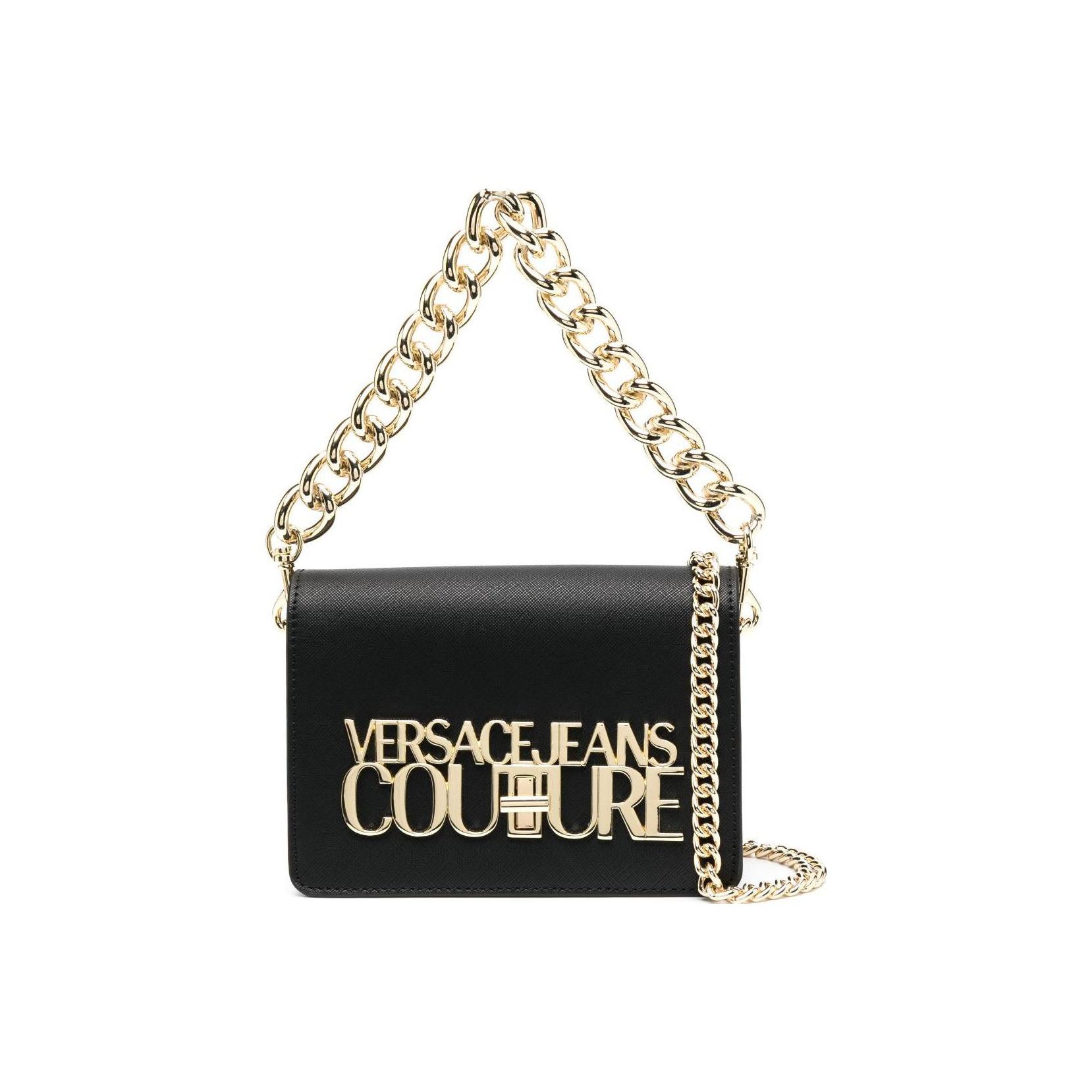 Versace Jeans Couture Gouden Logo Ketting Schouderband Kunstleer Handtas Dames handtassen Zwart 75VA4BL3ZS467899 Basic Set (Bag+Dust Bag)