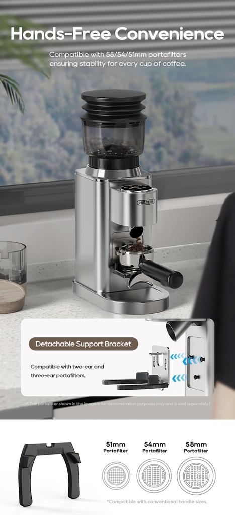 HiBREW G7 Coffee Grinder, 48 Grind Settings, Anti-Static Technology, Stainless Steel Conical Burr, Touch Panel