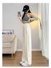 Women's High Waist 145cm Loose Wide-Leg Spring/Autumn Pants for Petite