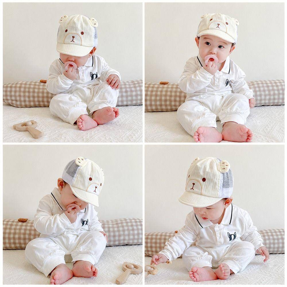 Soft Cotton Baby Cap Cute Cartoon Bear Ear Cap Summer Baby Baseball Cap