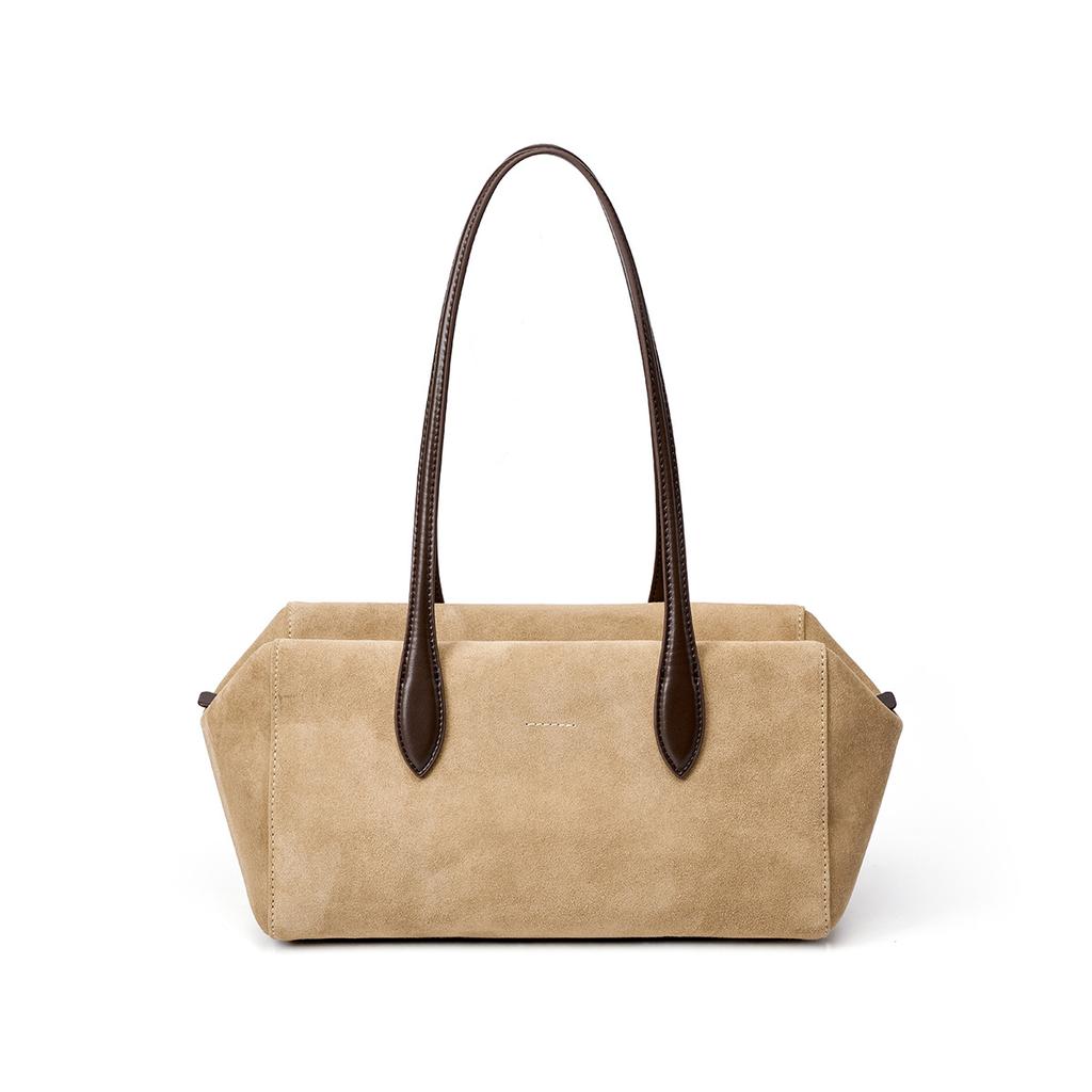 Boston Bowling Bag Frosted Suede Shoulder Bag Women's Commuter Design Sense Underarm Bag