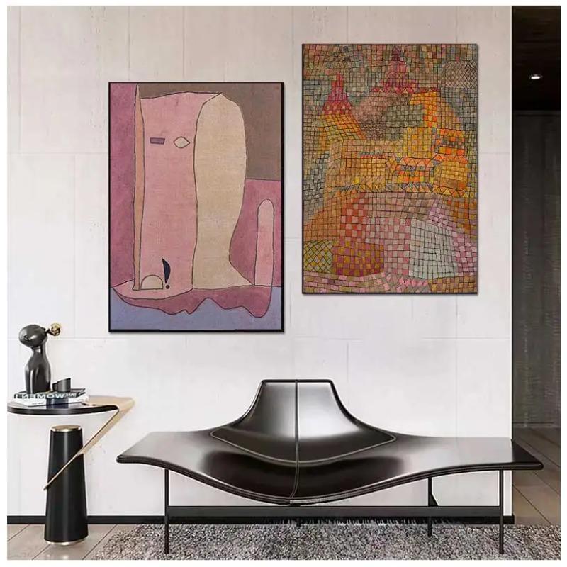 Scandinavian Abstract Wall Art Paul Klee Pink Brown Modern Canvas Oil Painting Poster Print Home Bedroom Living Room Decoration