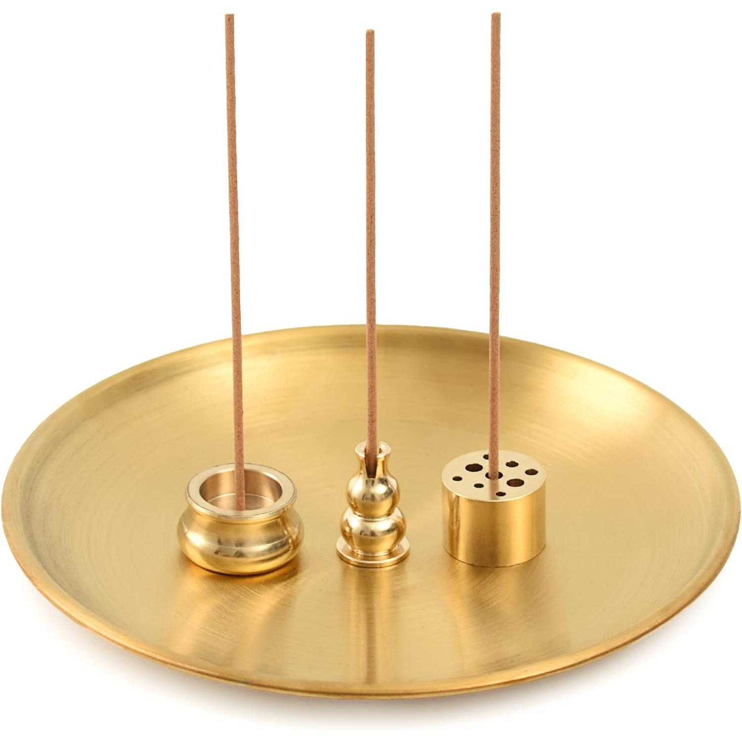 

Металлическая подставка для благовоний 4 в 1, латунная подставка для благовоний, держатель для конусов благовоний для башенных благовоний, держатель для спиральных благовоний, пепельница для пепла, домашний декор