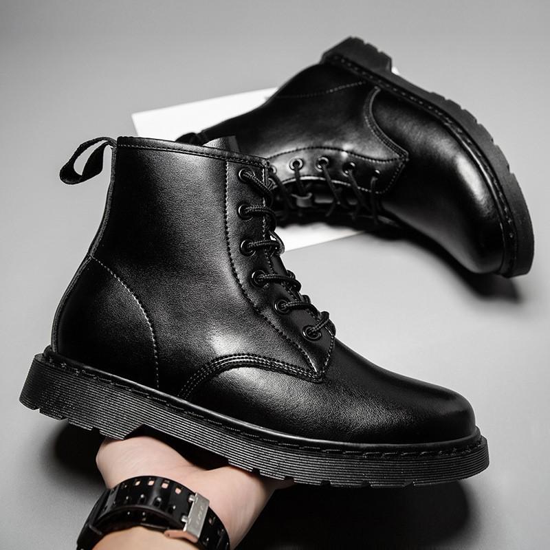 Mens Plus Size 47 British Style Couple Boots Casual Round Head Trend Motorcycle Boots Autumn Shoes