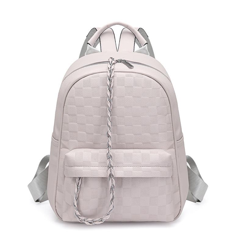 Schoolbag Backpack Women's Summer New Simple Versatile Large Capacity Textured College Student School Bag Temperament Woven Backpack
