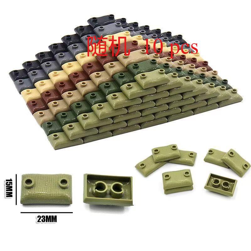 Mattoncini, sacchi di sabbia militari con piccole particelle, bunker, ostacoli e accessori per scene di trincea.