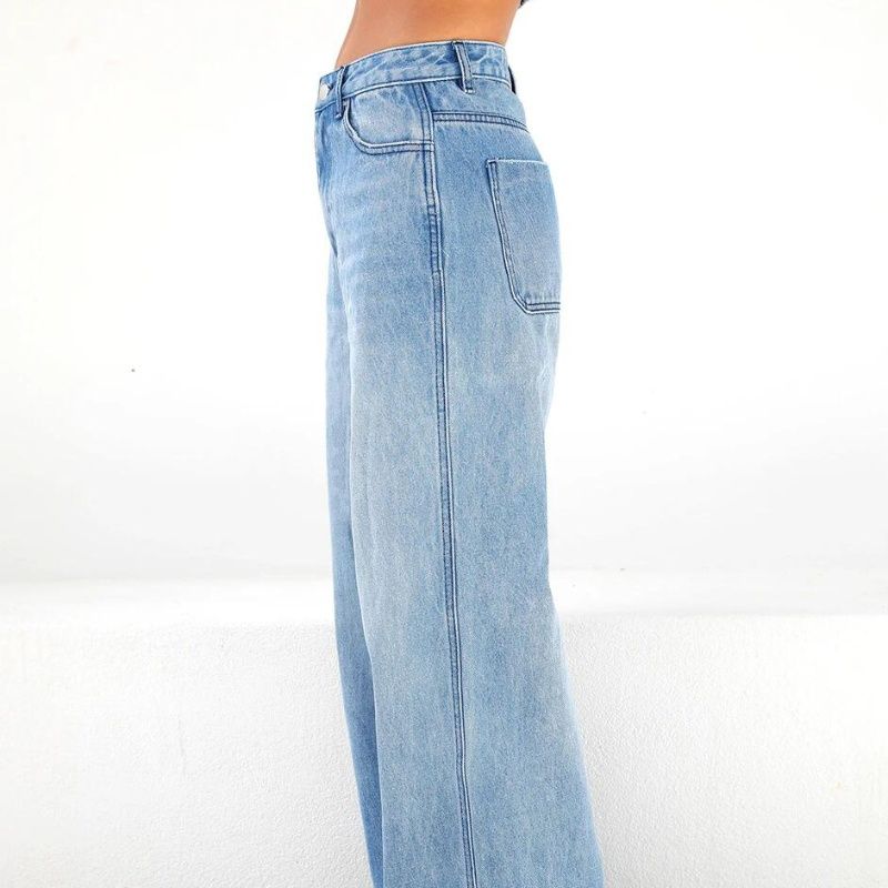 Floor Mopping Jeans2025 Spring Style Foreign Trade High Waist Loose Wide Leg Women's Mopping Jeans