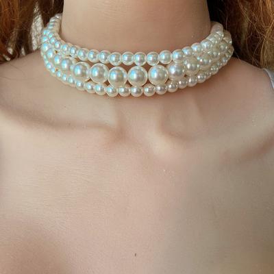 Bohemian Exaggerated Pearl Multi-layer Necklace Jewelry, European and American Fashion Short Collar Necklace 19450