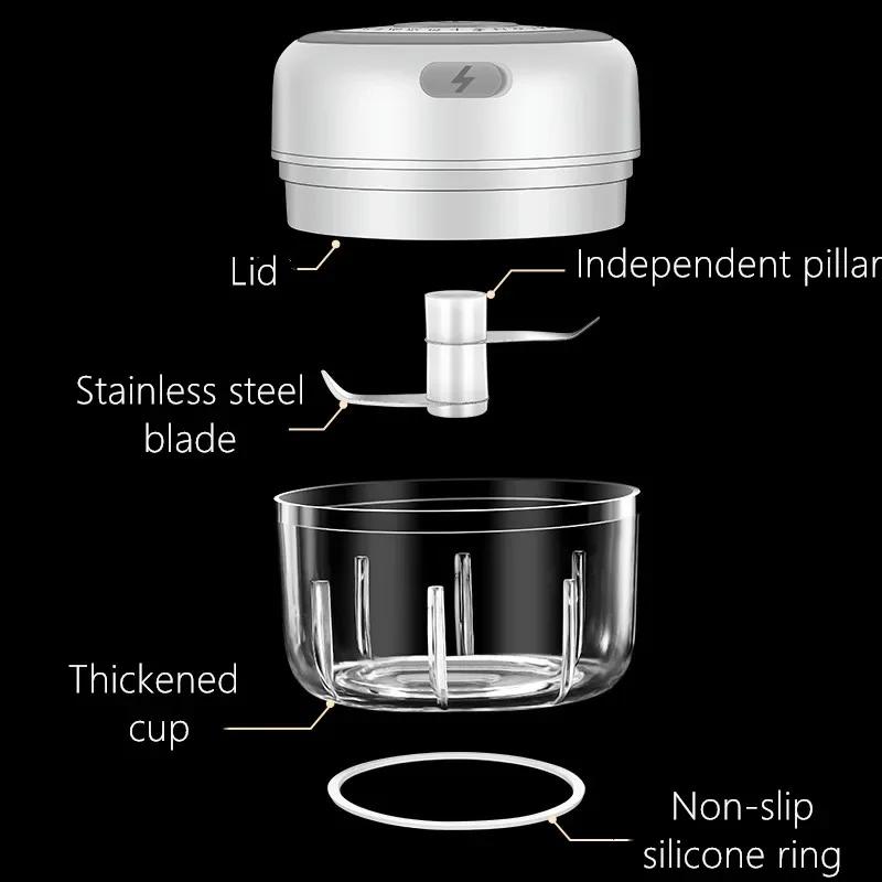 Electric Kitchen Chopper Garlic Masher Meat Grinder Mini Food Garlic Vegetable Chopper Crusher Rechargeable Food Processor
