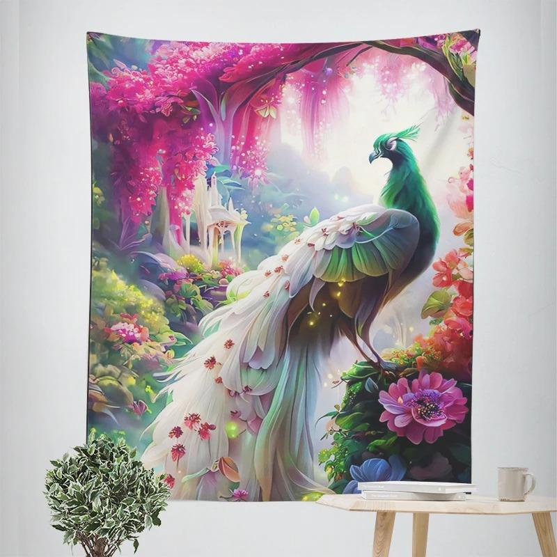 

Красивый декоративный гобелен с павлином, украшение для дома, стены, офиса, гостиной, гобелен 100x75cm