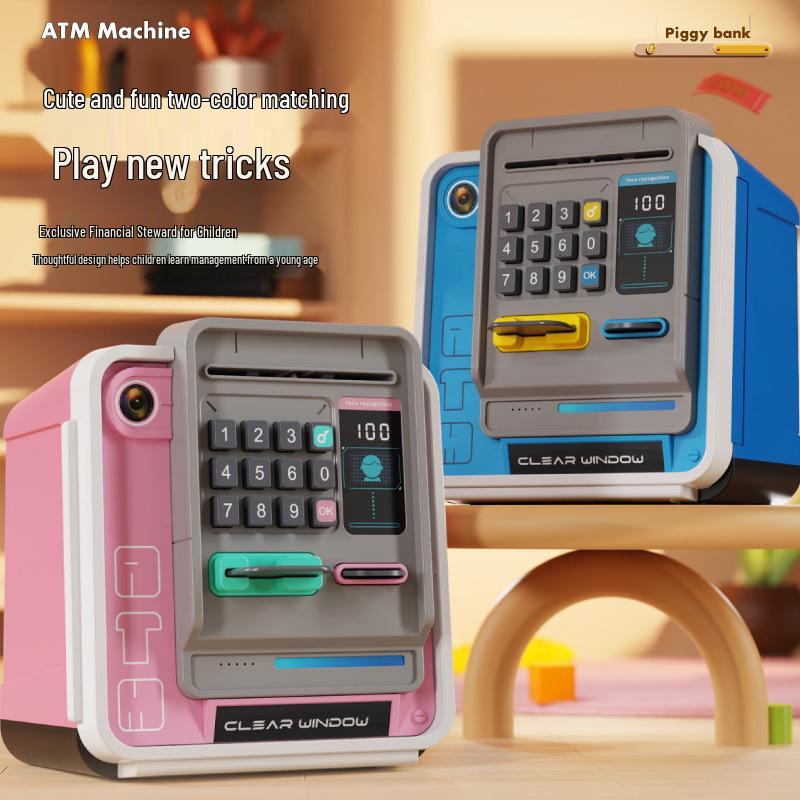 Children's ATM Savings Box: Automatic Deposit & Withdraw, Password-Protected Money Box for Boys & Girls.