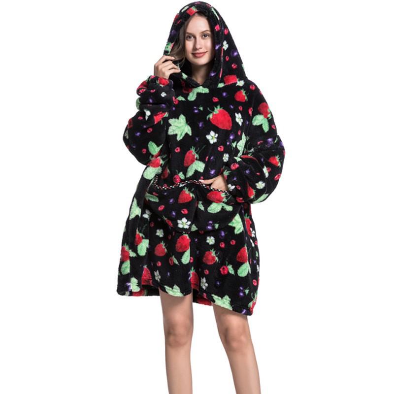 Cozy Autumn/Winter Pumpkin Blanket Sweatshirt: Thick Cotton Velvet Bathrobe for Indoor and Outdoor Warmth