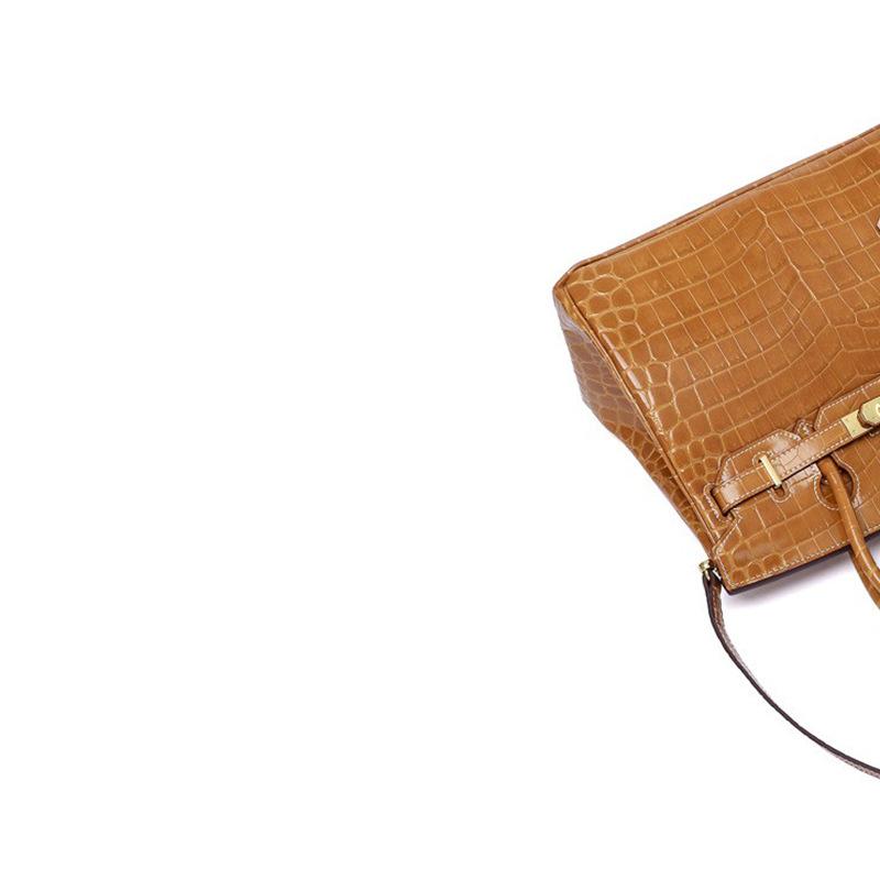New Women Cowhide Handbag Crocodile Embossed Genuine Leather Top Handle Purse Fashion Shoulder Crossbody Bag for Daily Use- NO LOGO