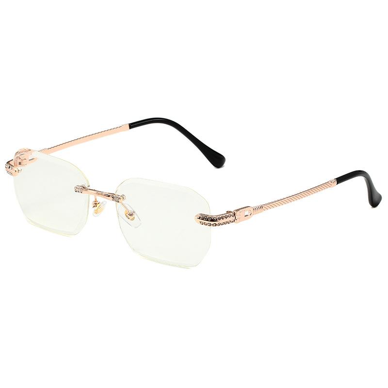 Women's fashion cut edge diamond rimless sunglasses Men's classic fashion brand driving glasses Trendy street wear accessories