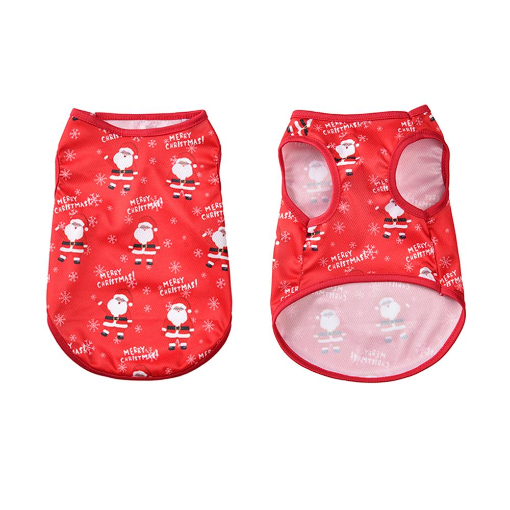 Cute Pet Vest Coat Christmas Hat Santa Print Clothes Festival Party Puppy Costume For Small Medium Dogs Cats Yorkshire Schnauzer