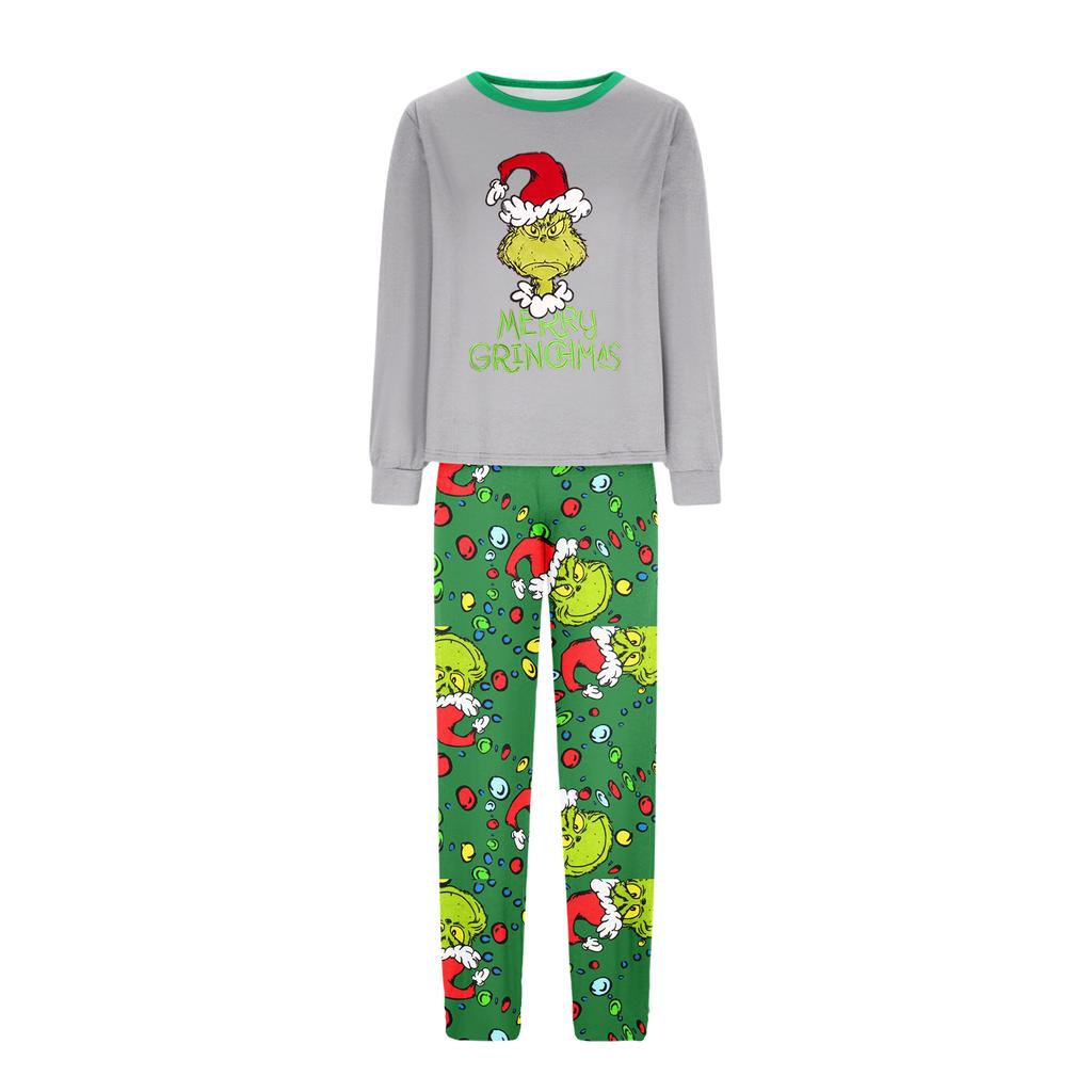 Costum de casă cu imprimeu de Crăciun părinte-copil, bluză cu mâneci lungi și pantaloni