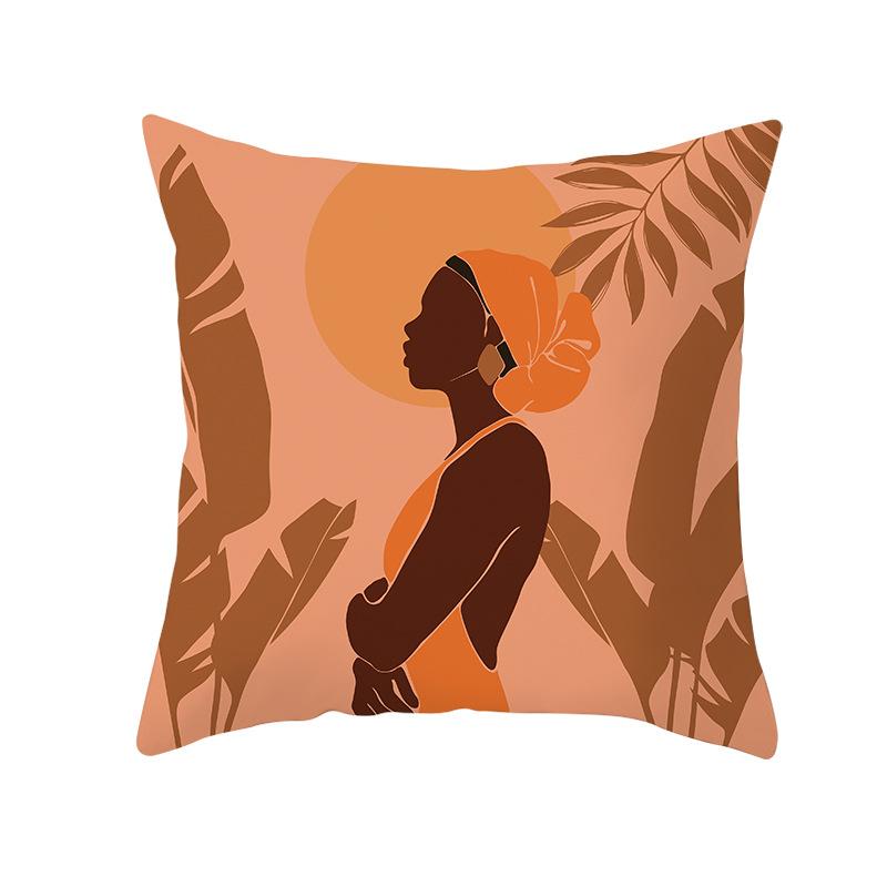 Nordic Abstract Women's Peach Leather Velvet Printed Pillowcase Home Fashion Bedside Sofa Office Cushion Cover
