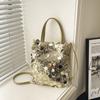 Women Sequined Bucket Handbag Retro Fashion Daily Commute Crossbody Shoulder Bag