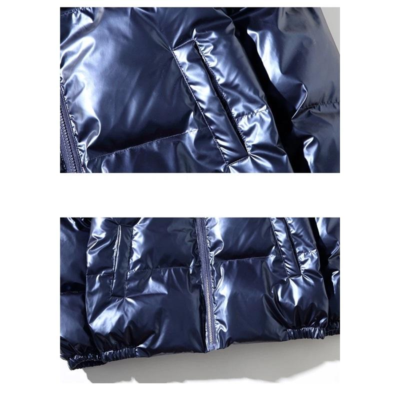 Glanzend Pufferjack voor Heren met Rits en Capuchon, Opstaande Kraag, Kort Gewatteerd Jack, Losse Warme Winter Bovenkleding, Grote Maten M-5XL