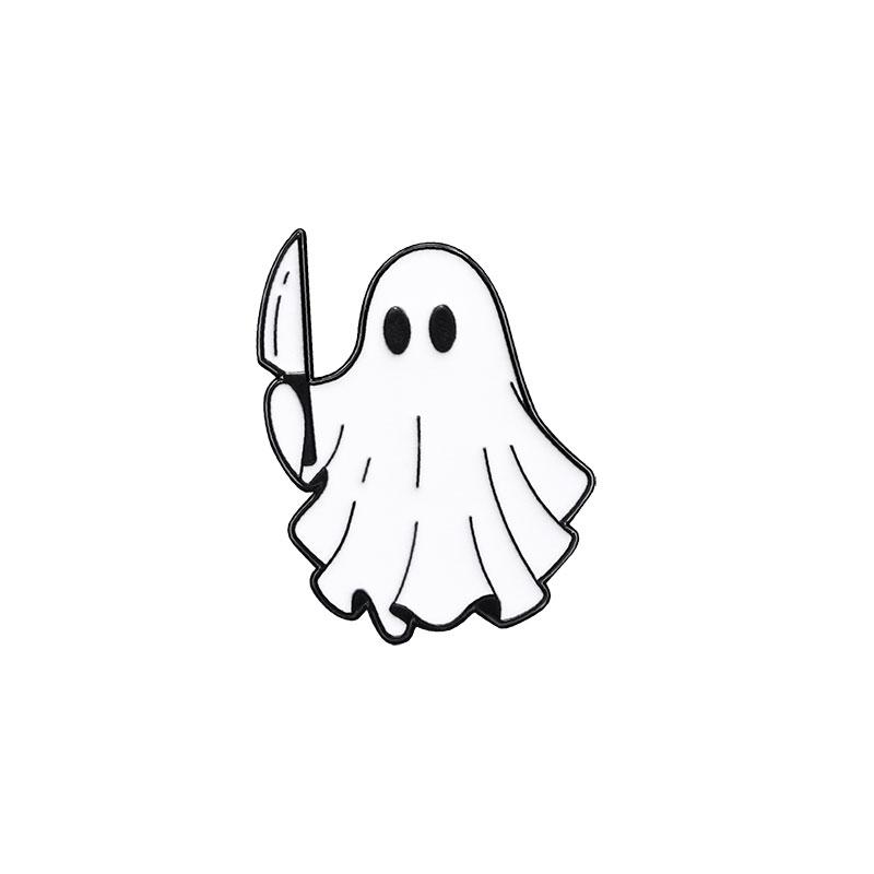 

4Styles Halloween Ghost Collection Brooches Cartoon Spooky Hold Knife Heart Drink Design Enamel Pins With Free Shipping