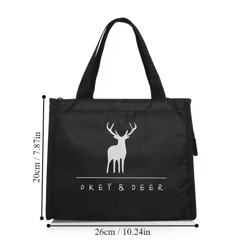 

1PC Waterproof Zipper Closure Insulated Lunch Bag Thick Durable Tote Pouch Large Capacity Portable Container Keep Warm