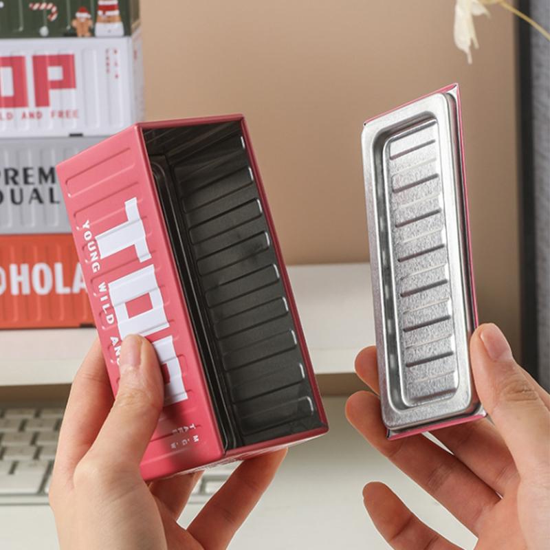 Estilo Industrial Retro Hierro Mini Contenedor Pequeño Modelo Adorno Caja de Almacenamiento Caja Metálica Multifuncional Decoración de Escritorio