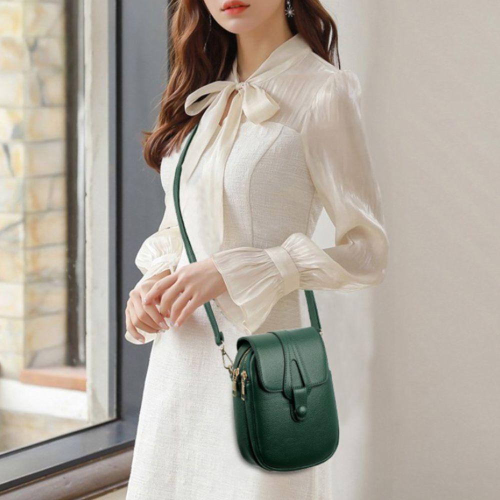 Leather Lady Crossbody Phone Bag Multi-layer Cell Phone Purse  Mobile Phone Carry