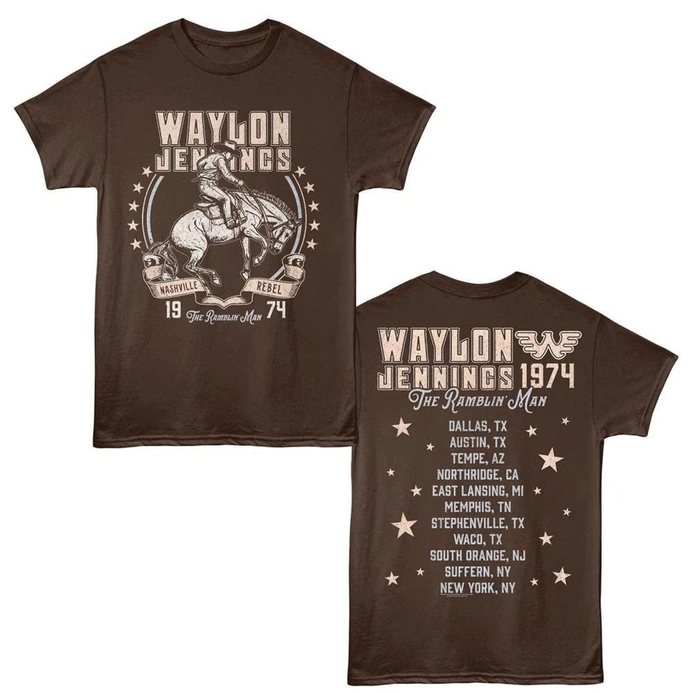 Waylon Jennings The Ramblin Man Nashville Rebel Tour Location 1974 Men s T shirt 4XL