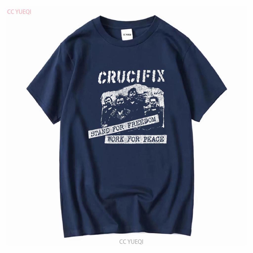 Vintage 2000s Crucifix Hardcore Punk Band Black T shirt Sz M long or short sleeves vintage Washed designer clothes Breathable