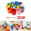 Wooden Color Matching Cups Preschool Educational Toy For Focus And Skill Building