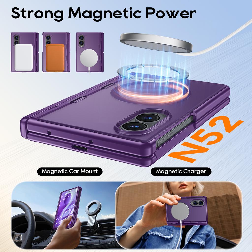Samsung Galaxy Z Fold 8 Scharnierschutzhülle mit Magnetring und integriertem Displayschutz - Lila
