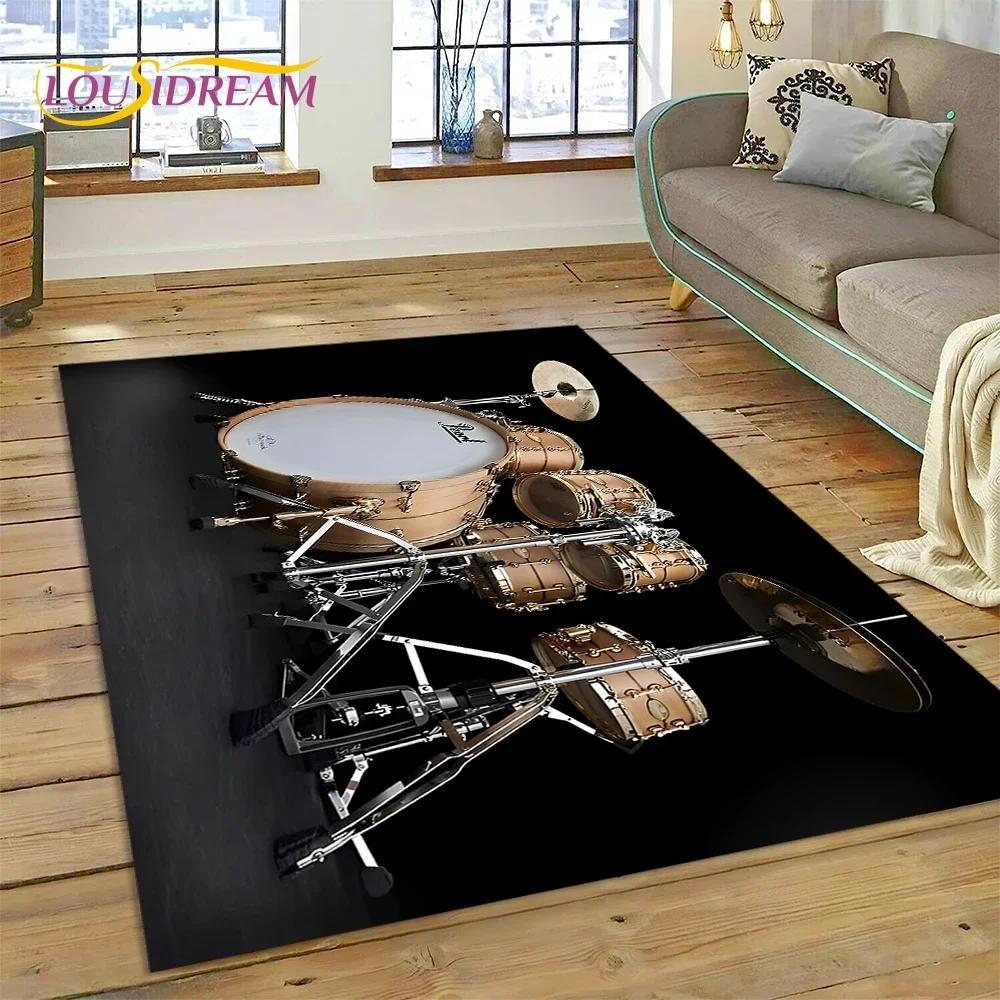 3D Drum Kit Drum Stand Set Music Instruments Carpet Rug for Bedroom Living Room Home Sofa Decoration,Child Large Decor Floor Mat