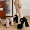 Fashion High Heels Pink Mary Jane Shoes for Women 2025 Spring New Fashion Chunky Platform Pumps Woman Non-slip Ankle Strap Party Shoes