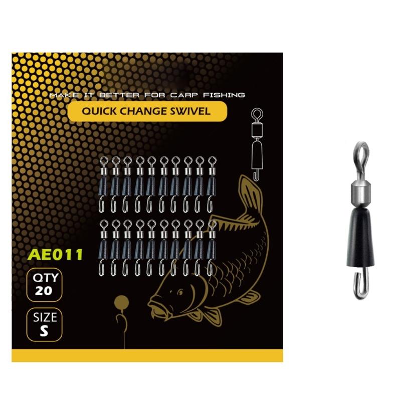 20Pcs Feeder Swivels Professional Fast Change Snaps Swivels Fishing Tackle Fast Link Connector Fishing Essential