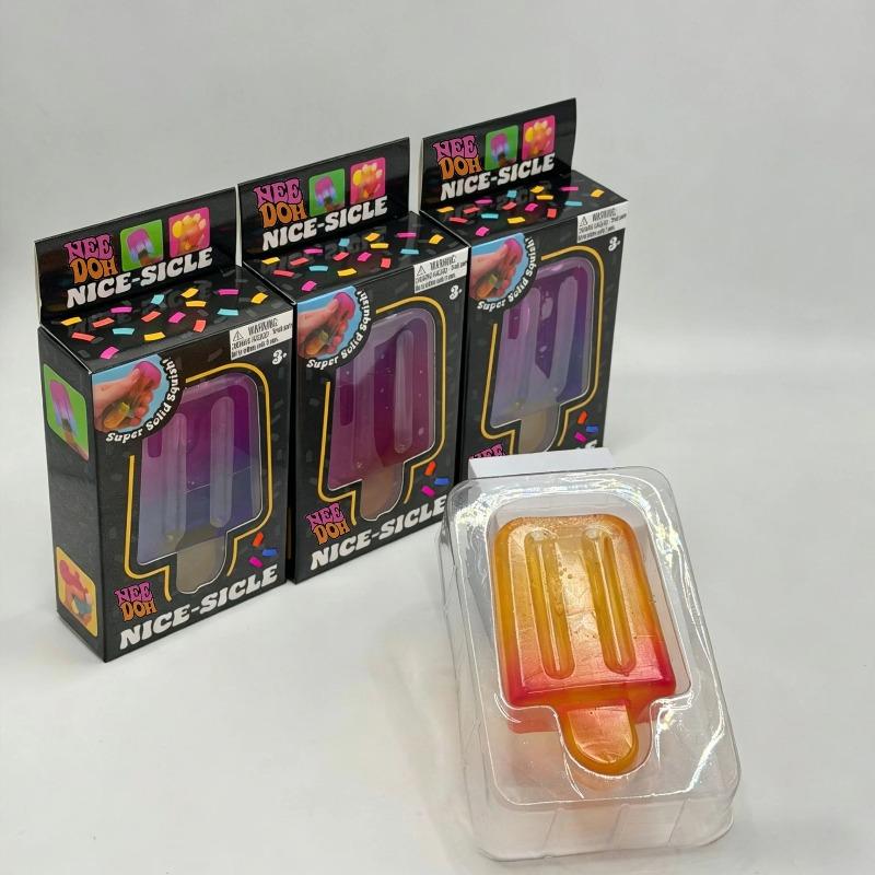 Needoh Ice Cream Squishy Squeeze Toy Nice Cube Sensory Fidget Toy Portable Stress Relief Gadget for Office Home Daily Relax Toys