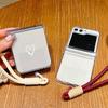 Liebesherz Muster Lanyard Handyhülle Für Samsung Galaxy Z Flip 7 FE 6 5 4 3 5G Faltbare PC Klare Hülle Für Samsung Z Flip7 Flip6