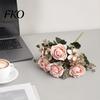Faux Fern Leaves Artificial Rose Flowers Bouquet for Wedding Bridal, Fake Light Luxury Floral Arrangement Home Decoration And Photography Props,